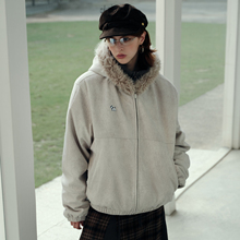 PSO Brand男装女装【肌理绒感】可爱西高地毛领连帽夹克外套女款