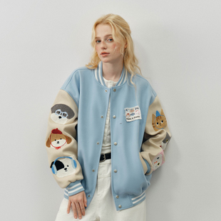可爱动物撞色宽松棒球服男款 女装 夹克加厚呢子外套 Brand男装 PSO