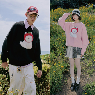 针织衫 PSO 苹果小狗仿兔绒套头毛衣慵懒风情侣装 女装 Brand男装