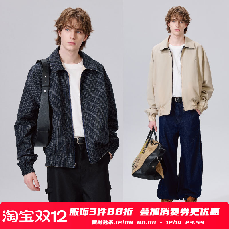 PSO Brand男装女装格纹刺绣双面穿秋季日系教练夹克外套休闲宽松