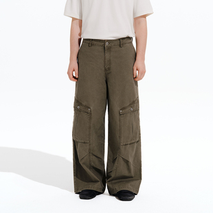 复古全棉水洗多口袋工装 女装 裤 女款 PSO 宽松阔腿直筒裤 Brand男装