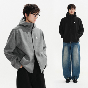 羊毛高领连帽毛呢外套男款 女装 宽松加厚拉链上衣 Brand男装 PSO