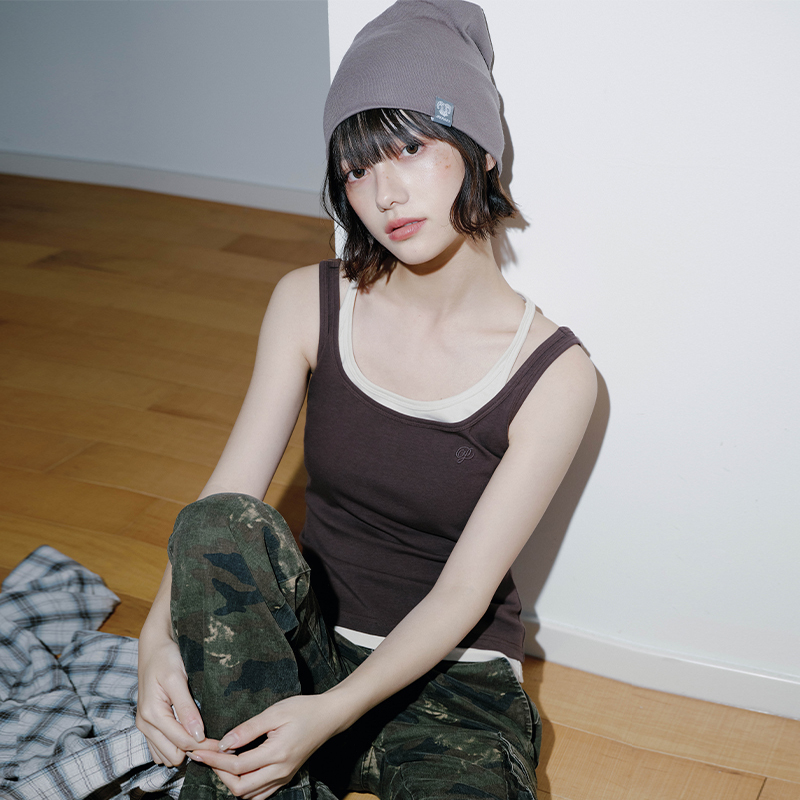 PSO Brand女装弹力针织两件套修身外穿夏季工字吊带背心女内搭潮