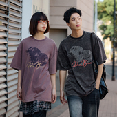 Brand男装 女装 麻棉感猎犬水洗高街情侣宽松短袖 PSO T恤半袖 上衣