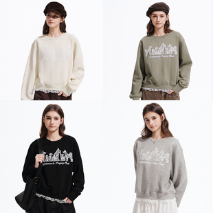 圆领休闲外套潮牌 可爱小狗蕾丝花边针织卫衣女款 PSO Brand女装