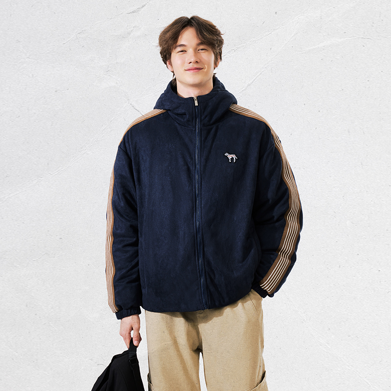 PSO Brand男装女装90绒仿麂皮绒斑点小狗连帽羽绒服外套保暖加厚