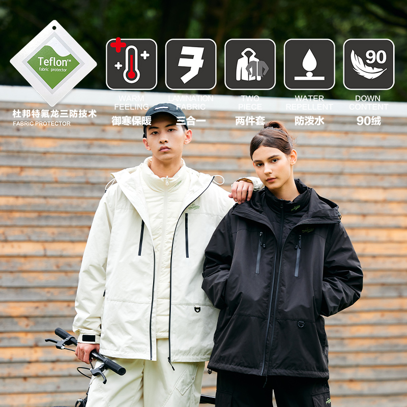 【三防户外三合一】PSO Brand男装女装冲锋衣羽绒内胆两件套外套