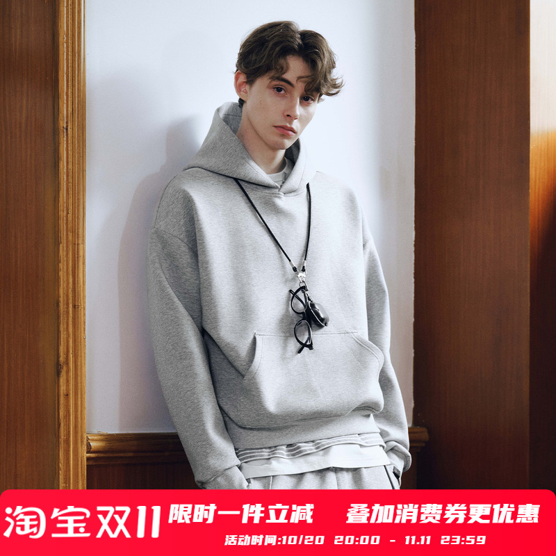 PSO Brand男装女装空气层纯色宽松连帽卫衣女款加厚薄绒外套秋冬