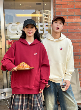 PSO Brand 男装女装毛巾底可爱祥龙红色连帽卫衣情侣帽衫春秋外套