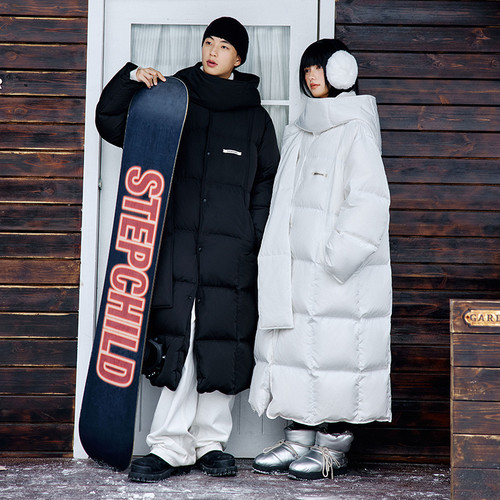 PSO Brand男装女装三防90绒长款面包服宽松羽绒服女款冬季情侣装