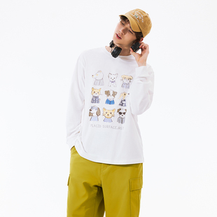 棉莱赛尔针织可爱动物九宫格圆领长袖 女装 T恤上衣夏 Brand男装 PSO
