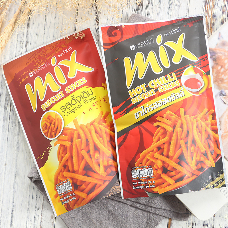泰国进口休闲零食咪咪虾条VFOODS原味正品香辣30g脆脆条MIX