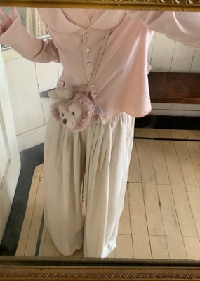 krismerryland“巨百搭”麻本色亚麻休闲阔腿长裤