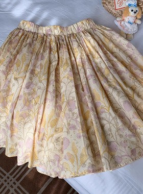 Emilyying春夏新款春田花花古早纯欲全棉碎花半身蓬蓬伞裙