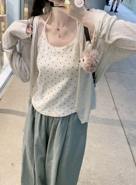 krismerryland纯欲棉爱心蝴蝶结花边内搭挂脖吊带