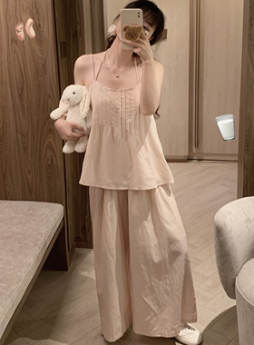 Emilyying夏季新款baby粉夏日清凉休闲阔腿裤