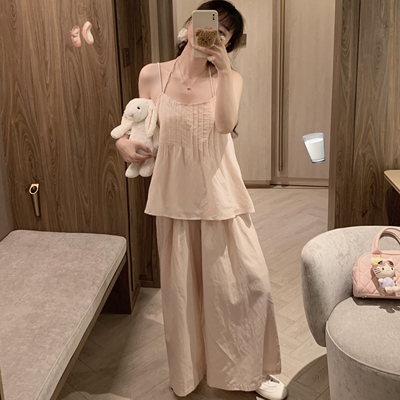 Emilyying夏季新款baby粉夏日清凉休闲阔腿裤