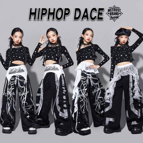 女童jazz爵士舞演出服女孩走秀潮装儿童街舞表演服装少儿炸街套装