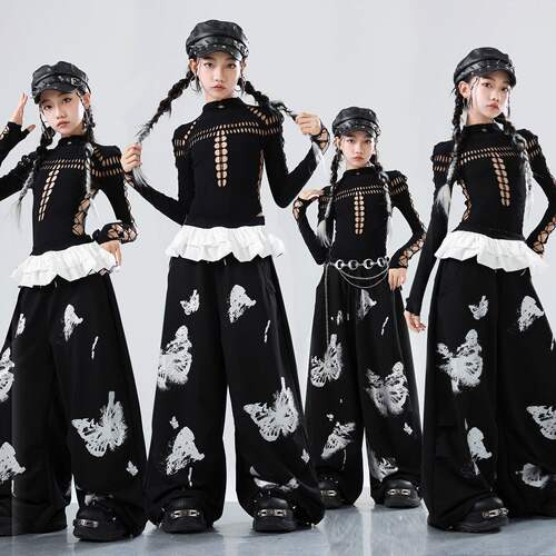 女孩演出服嘻哈jazz女童爵士舞服装女童街舞套装女团舞蹈练功表演