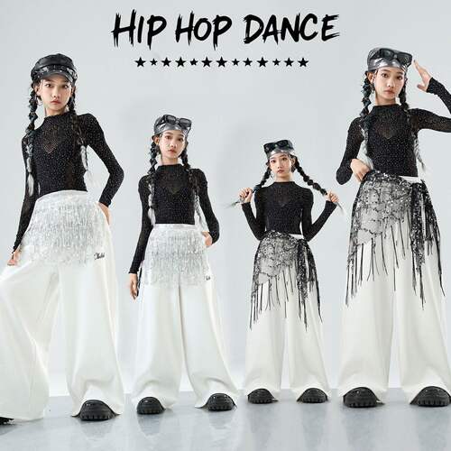 爵士舞表演服装女童潮酷时髦少儿jazz女团潮牌套装女孩嘻哈演出服