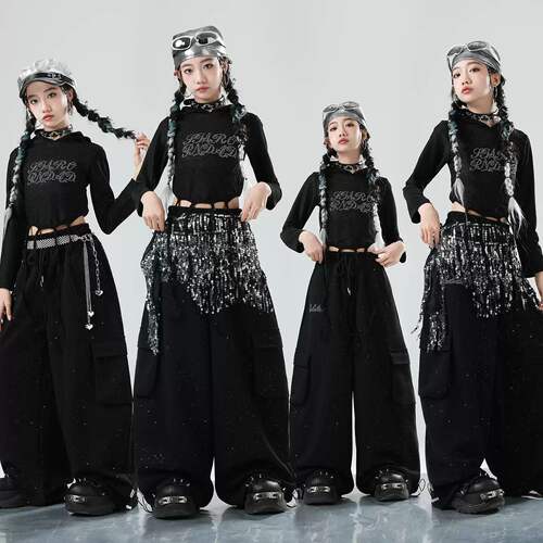 爵士舞女童服装嘻哈儿童舞蹈演出服时髦少儿jazz街舞表演炸街女孩