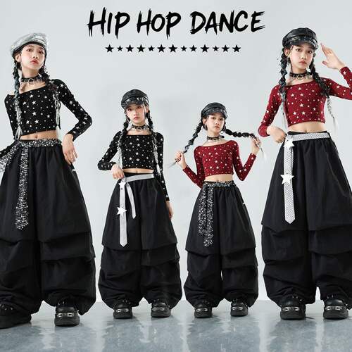 爵士舞女孩服装少儿炸街时髦街舞演出服舞蹈女童甜酷风儿童练功服