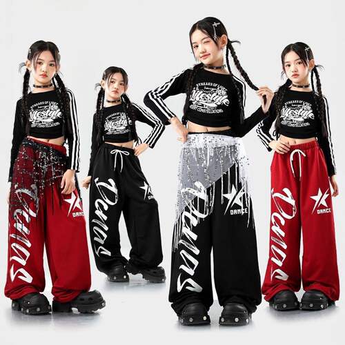 元旦女童露脐jazz爵士舞街舞演出服女孩模特走秀表演潮装练功春秋