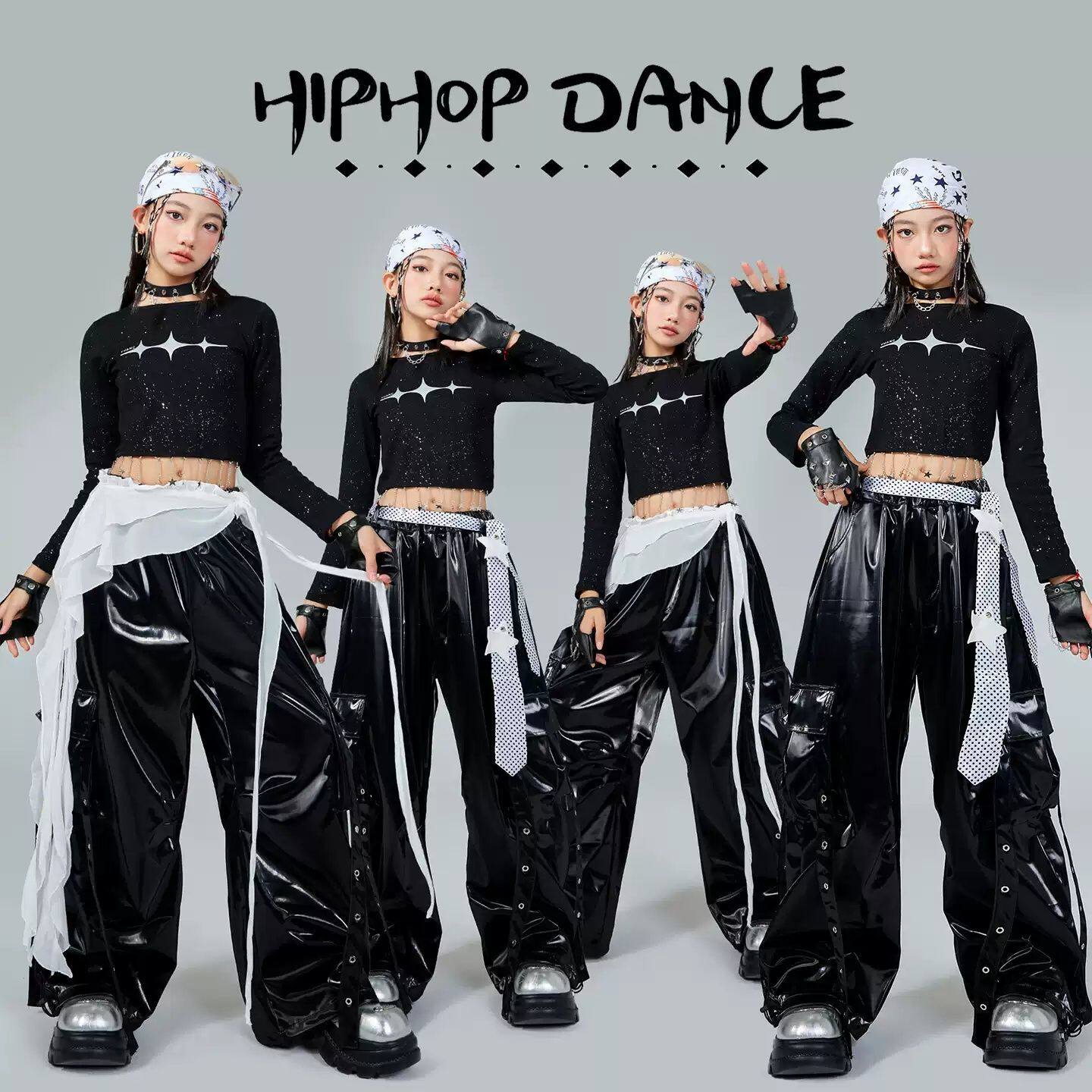 爵士舞女童服装潮酷时髦儿童街舞表演出服少儿炸街女孩舞蹈练功服