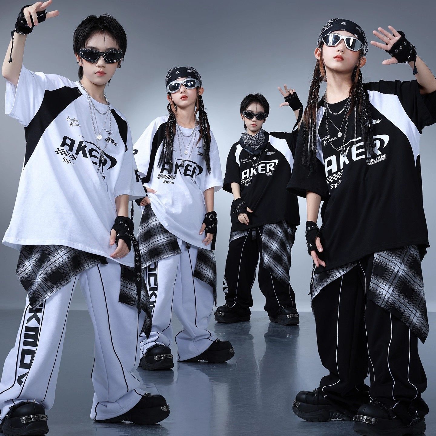 儿童街舞演出服女童潮流爵士舞蹈服装少儿架子鼓男童嘻哈帅气套装