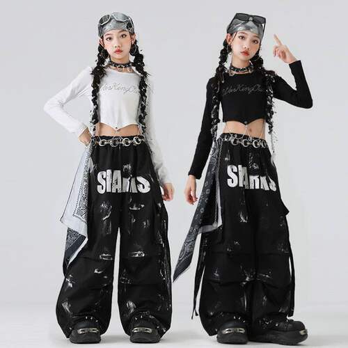 爵士舞女童服装潮酷少儿街舞演出服套装时髦儿童舞台走秀表演女孩