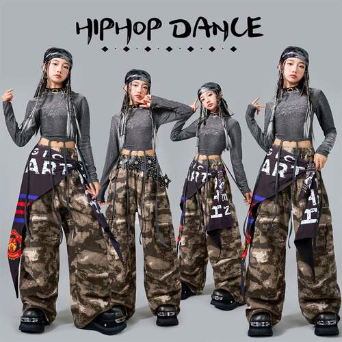 女童爵士舞服装韩版时髦练功服少儿jazz演出服hiphop街舞儿童潮服
