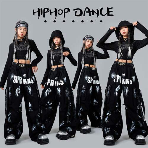 女童爵士舞服装jazz时髦潮酷街舞演出潮服套装少儿韩版表演服女孩