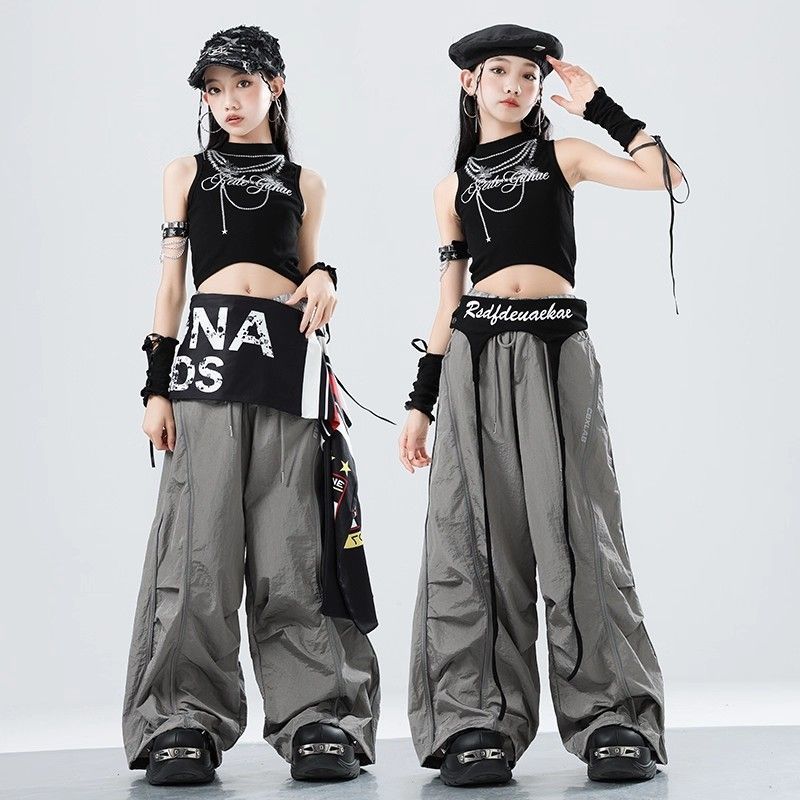 女童爵士舞服装时髦儿童jazz舞台表演服女孩小个子舞蹈服街舞穿搭