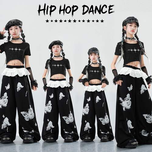 女孩爵士舞服装甜酷风少儿jazz韩版舞蹈表演服秋季儿童街舞演出服