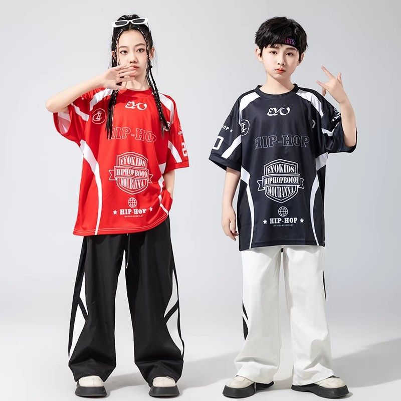 夏季街舞服装儿童嘻哈架子鼓爵士毕业照服男女小学生运动会演出服图片