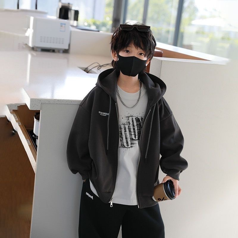 男童连帽外套春秋季开衫秋装卫衣