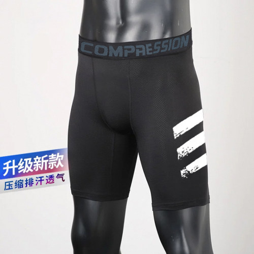 田径训练健身跑步运动速干弹力压缩裤男高弹透气紧身黑色打底短裤