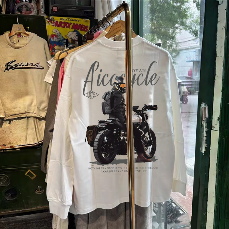 奥特莱斯~专柜外贸尾货捡漏春秋时尚复古潮流休闲长袖T恤男装