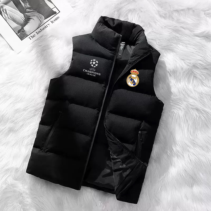 皇马巴萨男女运动休闲马甲情侣外套冬季防风加棉加厚保暖坎肩背心