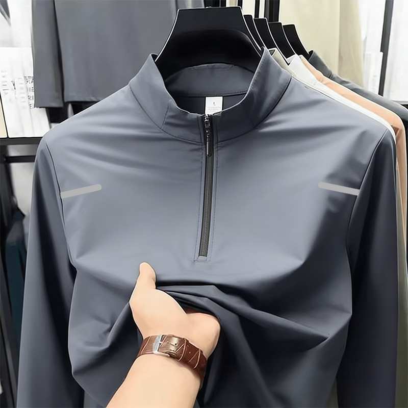 运动t恤男秋冬保暖半拉链长袖速干衣体育训练骑行服健身跑步上衣