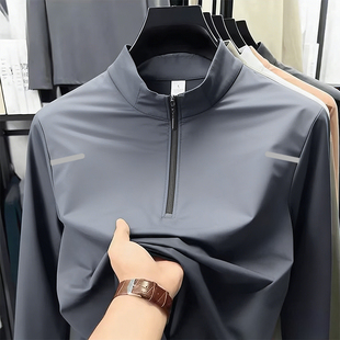 运动t恤男秋冬保暖半拉链长袖 速干衣体育训练骑行服健身跑步上衣
