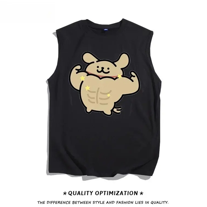 【肌肉小黄】运动健身背心创意宽松无袖坎肩T恤卡通设计感上衣