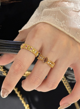 今饰有约古法紫水晶戒指女