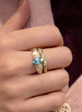 今饰有约海蓝宝贝母百搭戒指