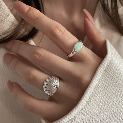 今饰有约女银简约戒指