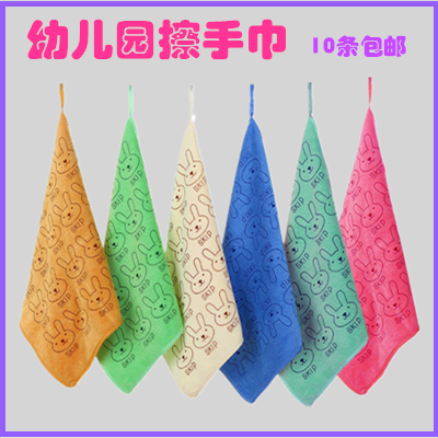纳米超细纤维带挂钩小方巾柔软吸水儿童卡通幼儿园擦手方巾25*25
