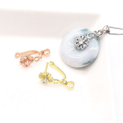 925镀银平安扣10mm半径扣头diy配件 翡翠8字夹扣子万能吊坠扣头