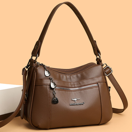 罗博兔2026新款软皮女包大容量时尚单肩斜挎包真皮休闲百搭妈妈包