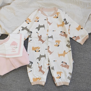 圆梦宝婴儿连体衣春秋宝宝爬服新生儿衣服初生儿连体衣睡衣袋秋款