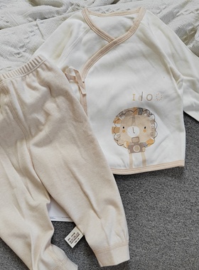 爱嘟嘟新生儿纯棉婴儿衣服春秋绑带套装宝宝四季款和尚服上衣秋裤